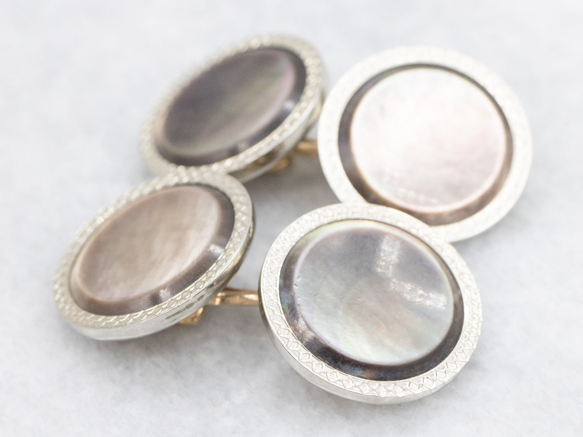 Vintage 1940s Black Mother of Pearl Cufflinks