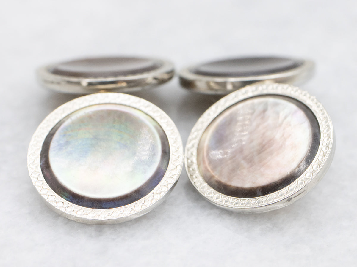 Vintage 1940s Black Mother of Pearl Cufflinks