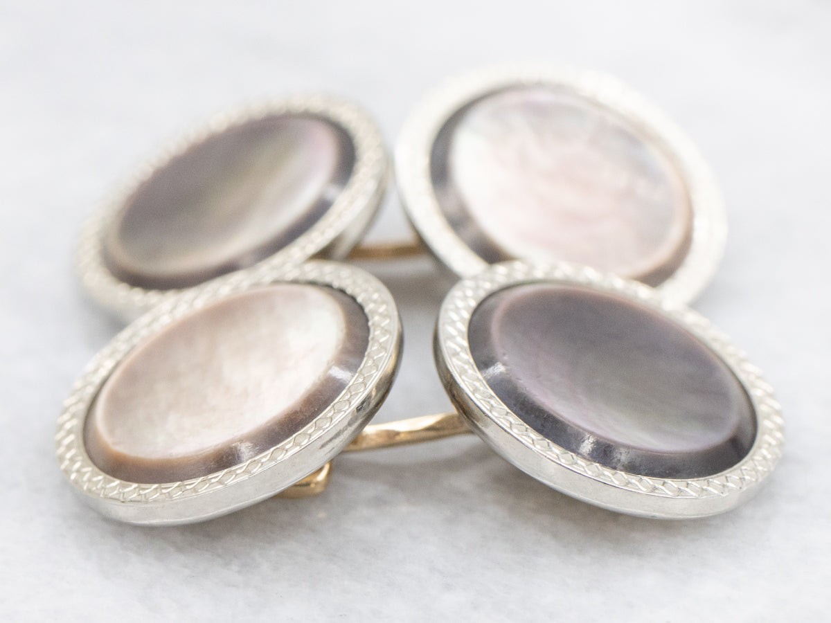Vintage 1940s Black Mother of Pearl Cufflinks