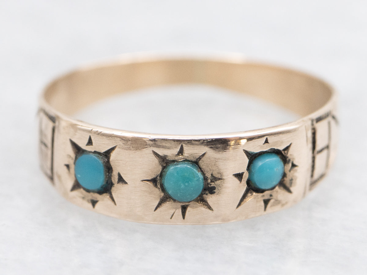 Antique Rose Gold Turquoise Band