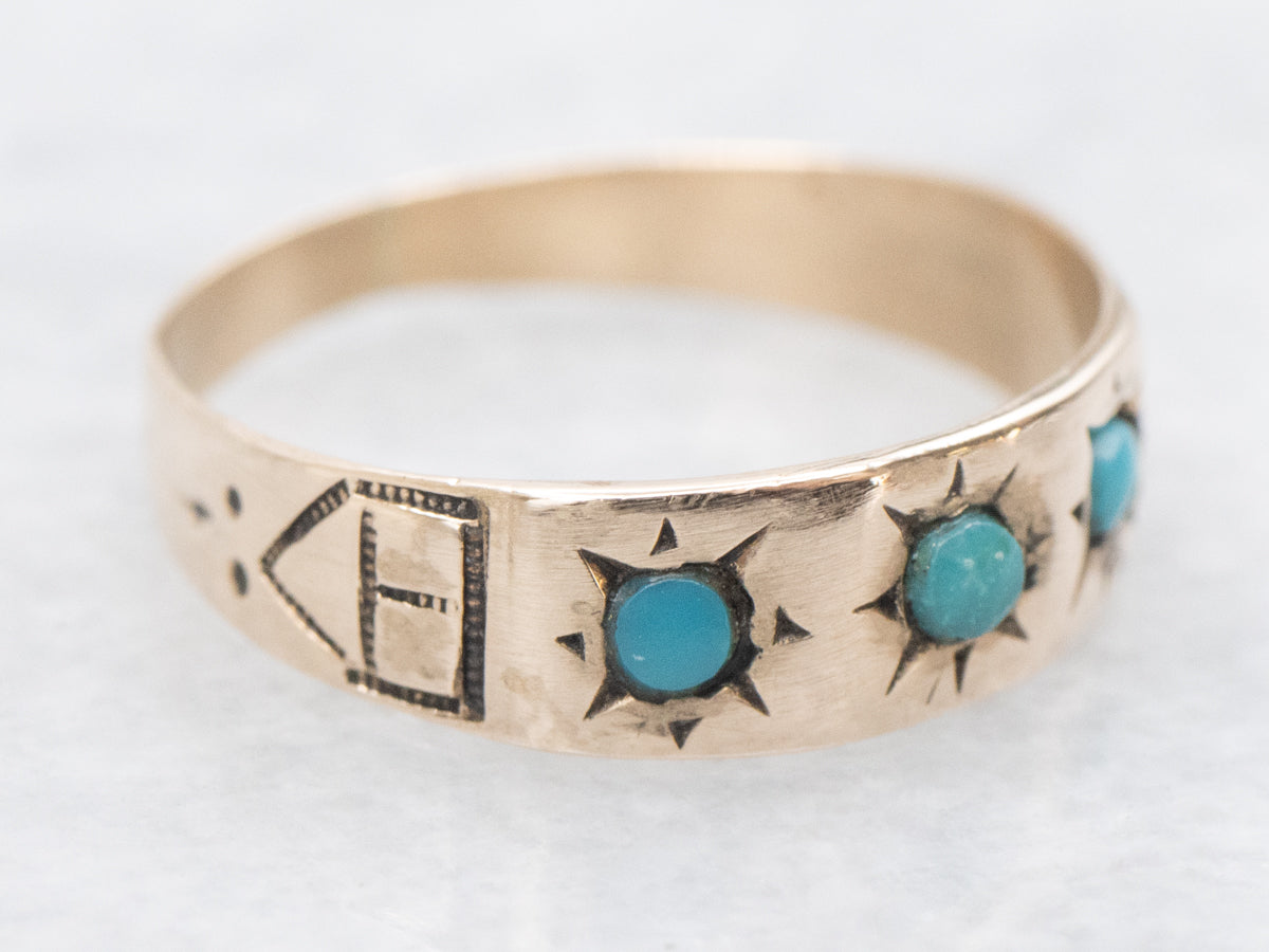 Antique Rose Gold Turquoise Band