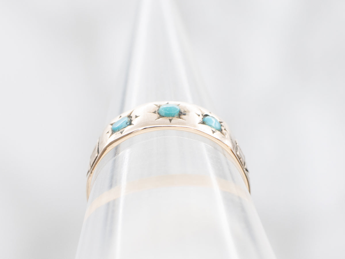 Antique Rose Gold Turquoise Band