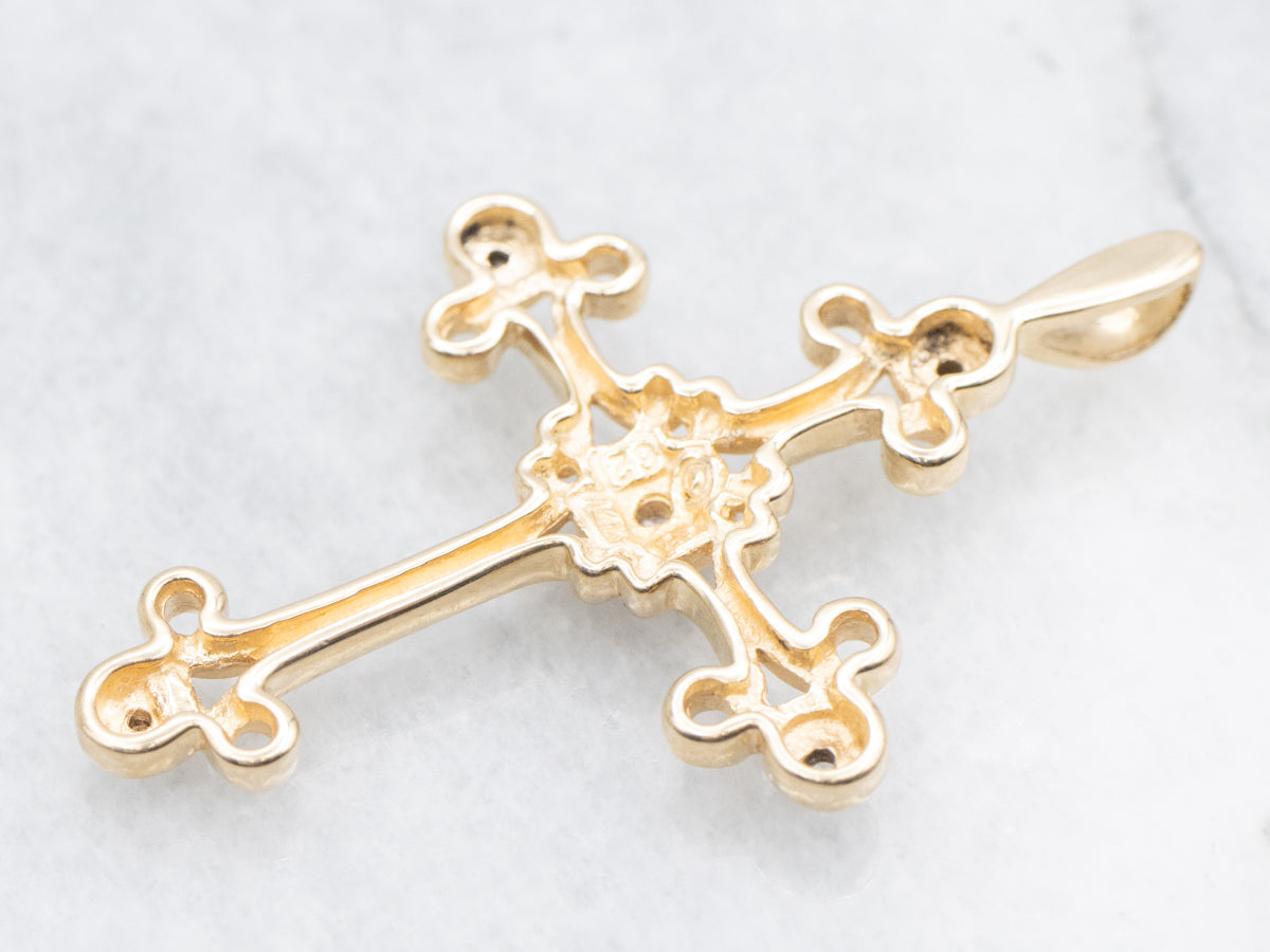 Vintage Gold Diamond Cross Pendant
