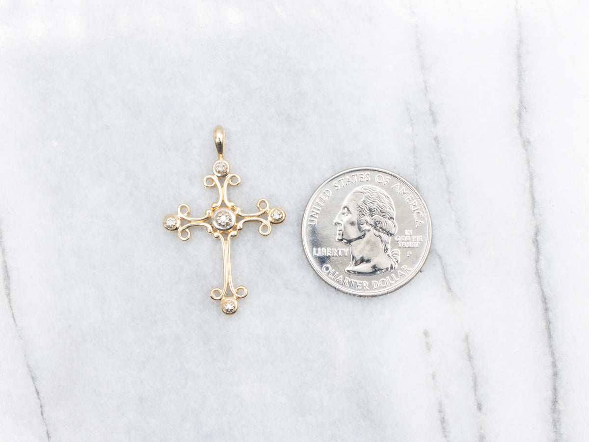 Vintage Gold Diamond Cross Pendant