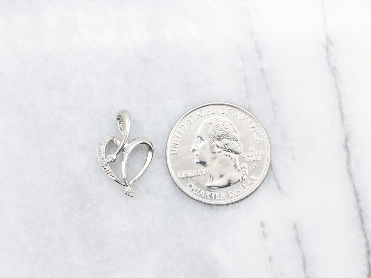 Modernist Gold Diamond Heart Pendant