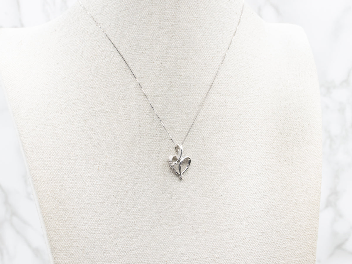 Modernist Gold Diamond Heart Pendant