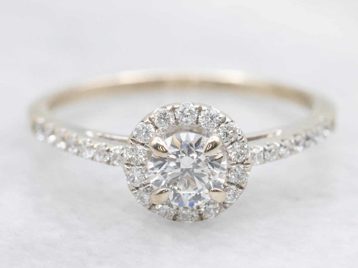 Modern Brilliant Diamond Halo Engagement Ring