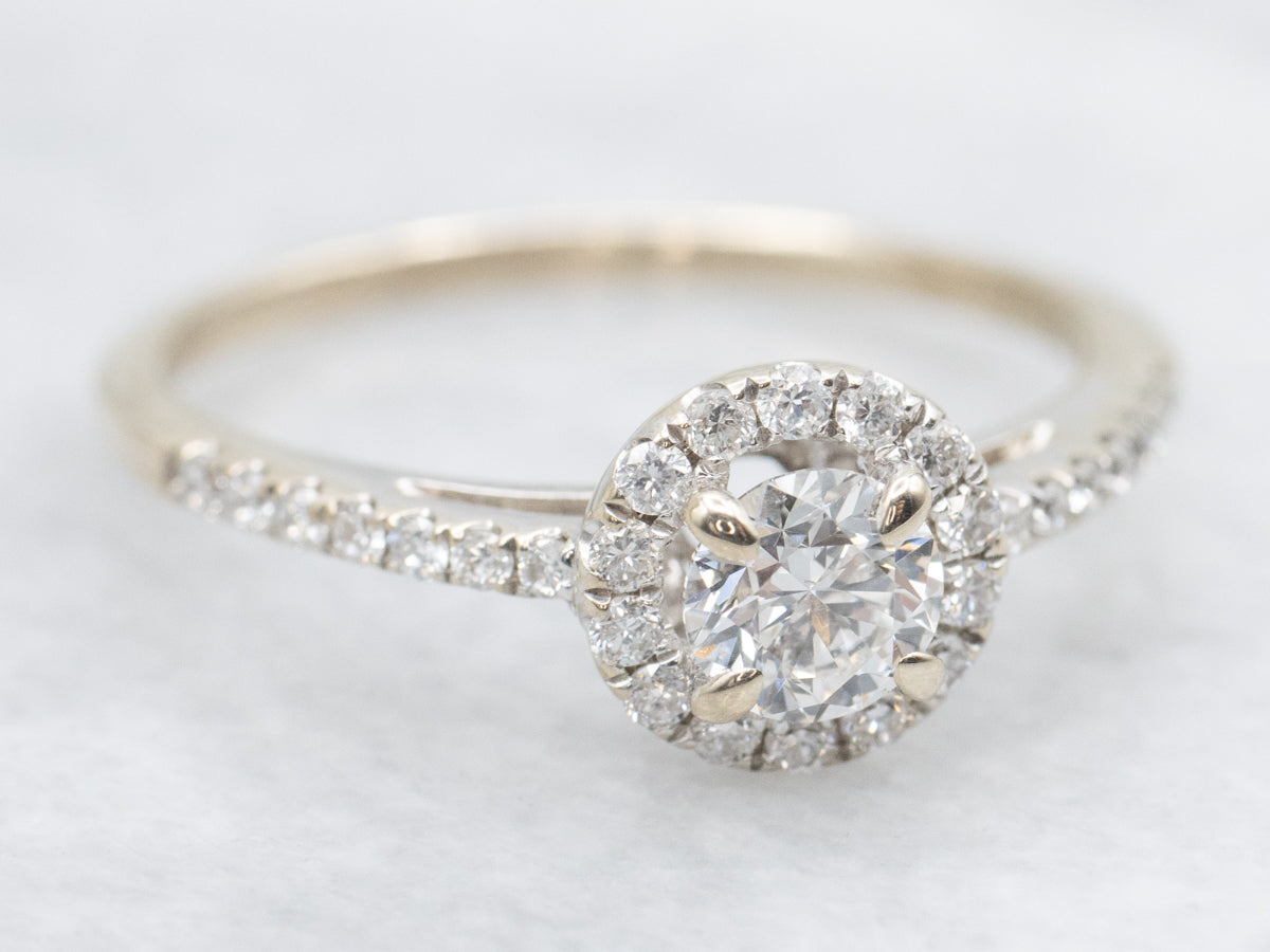 Modern Brilliant Diamond Halo Engagement Ring