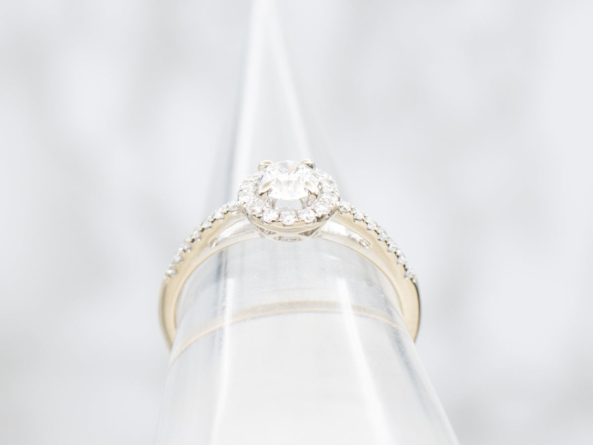 Modern Brilliant Diamond Halo Engagement Ring