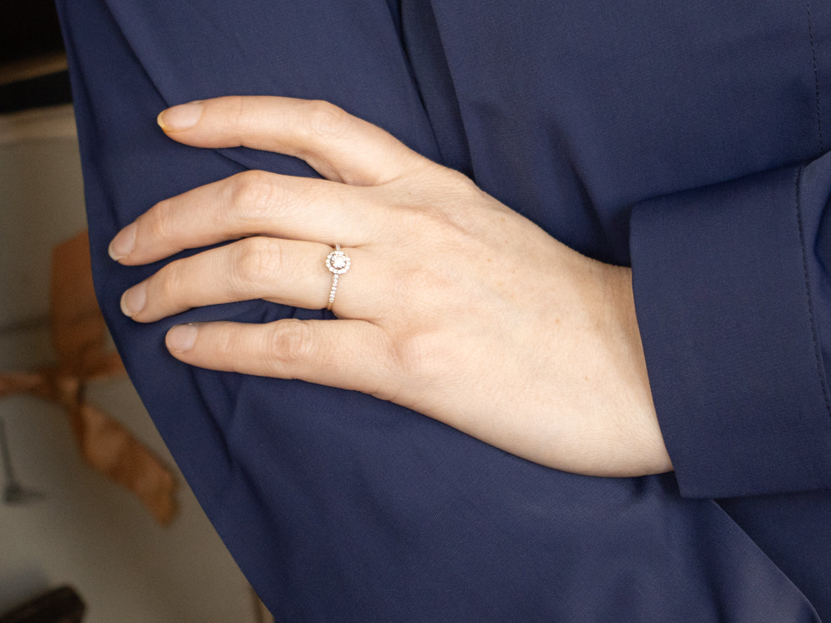 Modern Brilliant Diamond Halo Engagement Ring