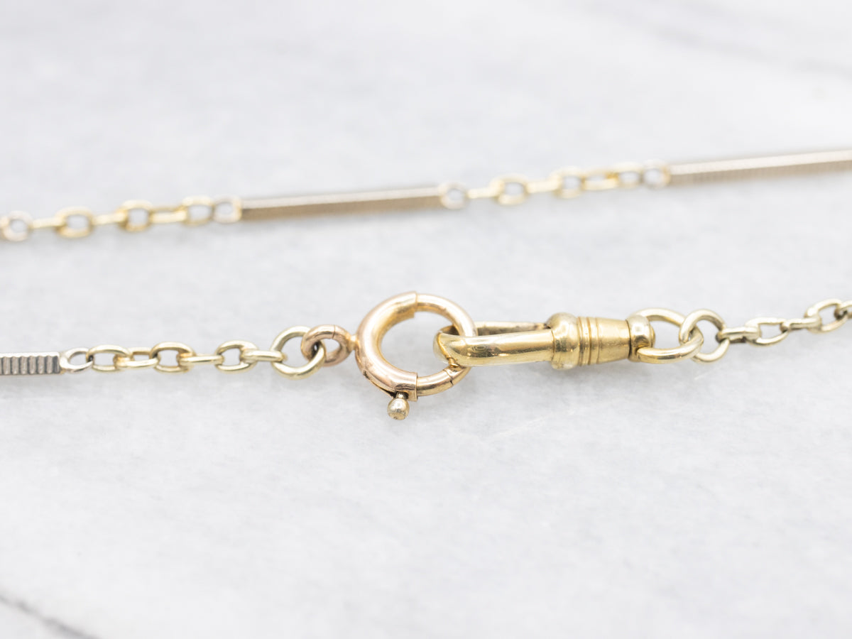 Record Bar Chain Two Tone Gold Station Bar Chain - Market Square Jewelers