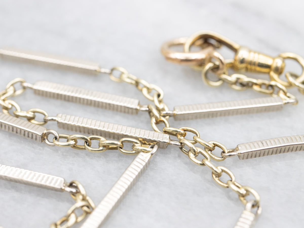 Two Tone Gold Station Bar Chain