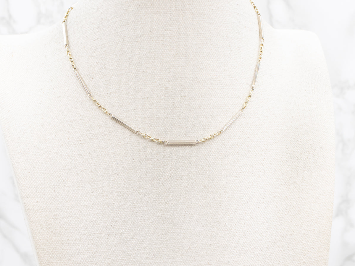 Two Tone Gold Station Bar Chain