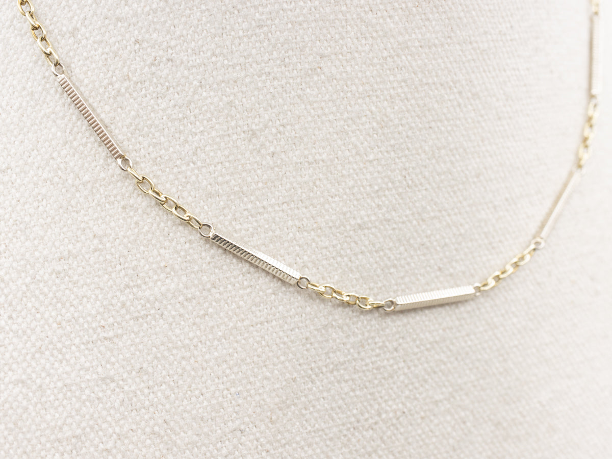Two Tone Gold Station Bar Chain