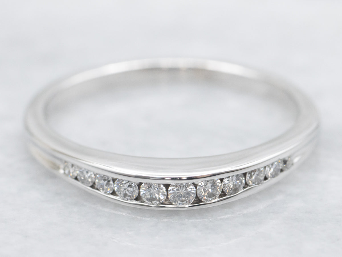 Thin White Gold Channel Set Diamond Band