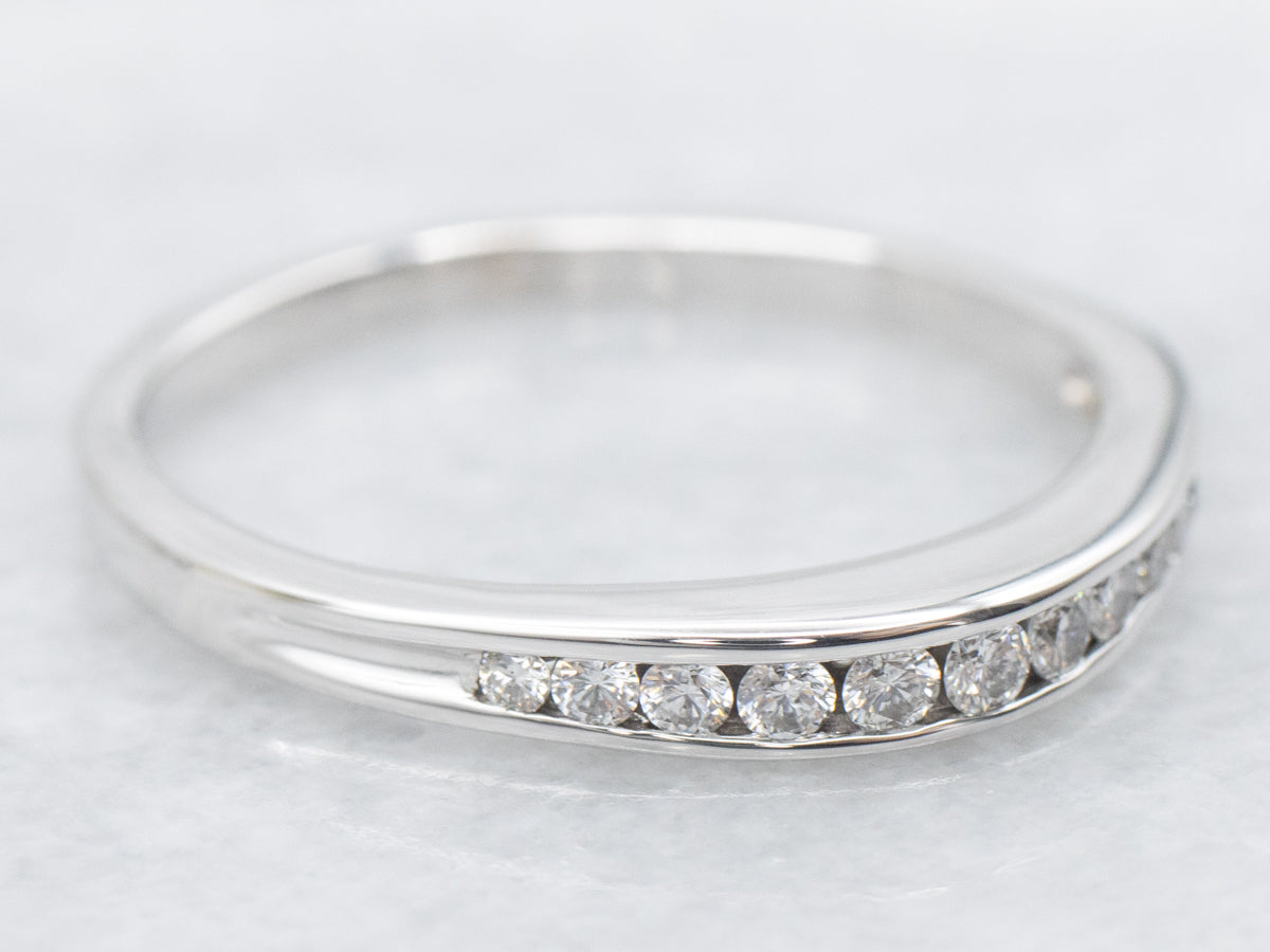 Thin White Gold Channel Set Diamond Band