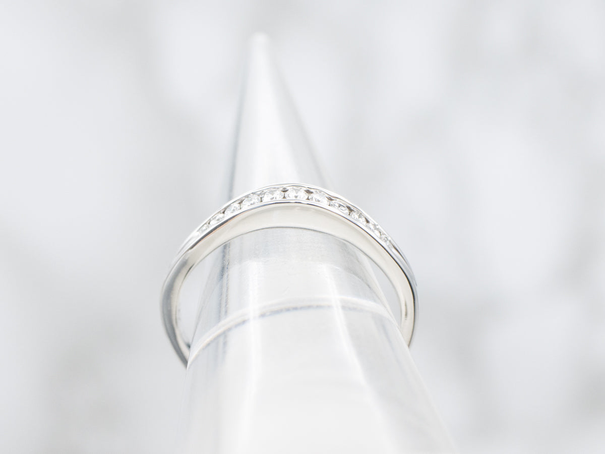 Thin White Gold Channel Set Diamond Band