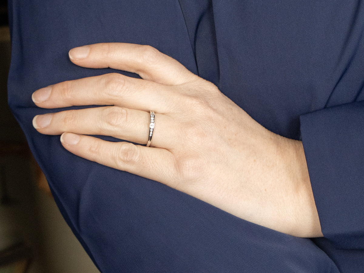 Thin White Gold Channel Set Diamond Band