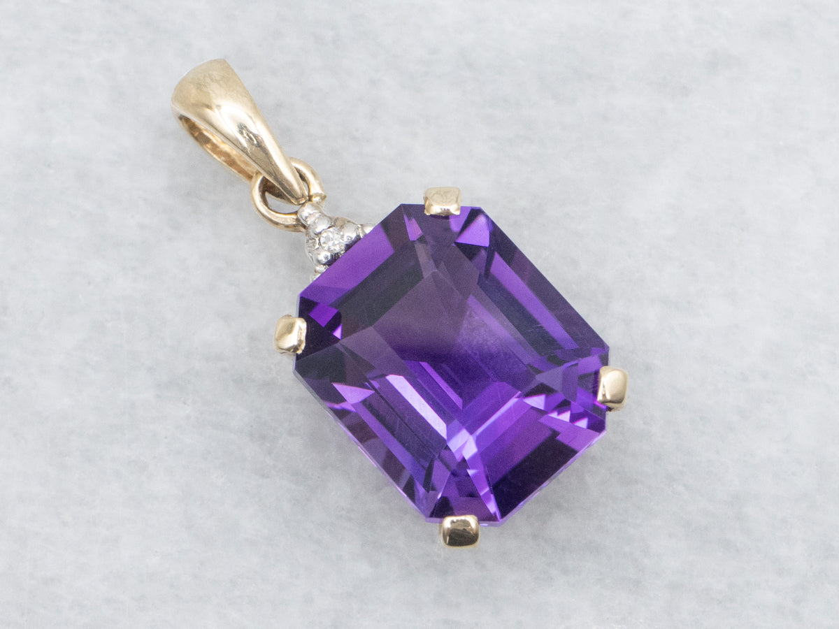 Amethyst Pendant with Sparkling Diamond Accent
