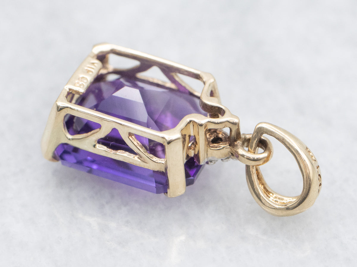 Amethyst Pendant with Sparkling Diamond Accent