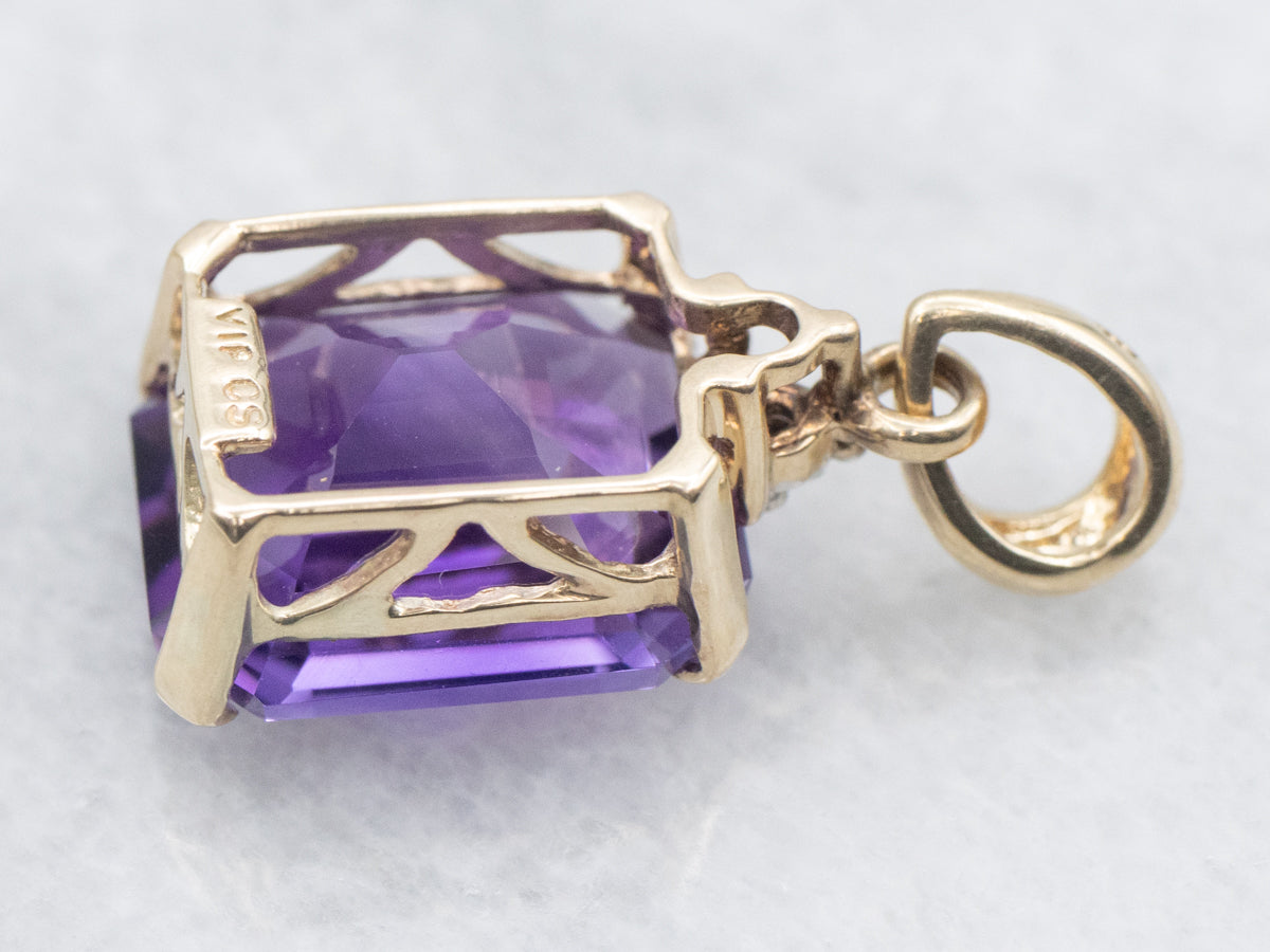 Amethyst Pendant with Sparkling Diamond Accent