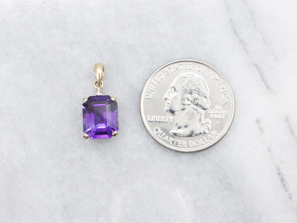 Amethyst Pendant with Sparkling Diamond Accent