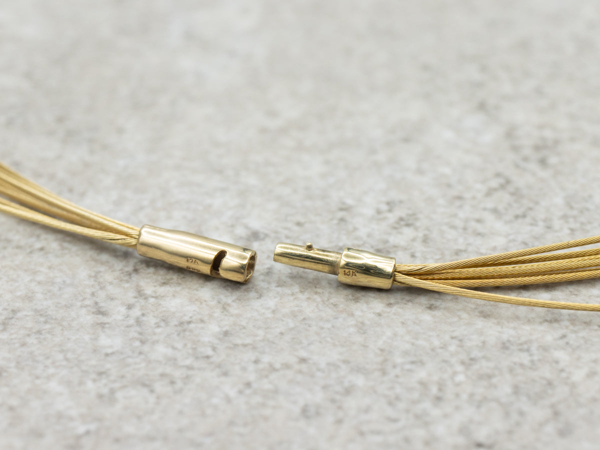 Multi-Strand Bezel-Set Diamond Beaded Necklace