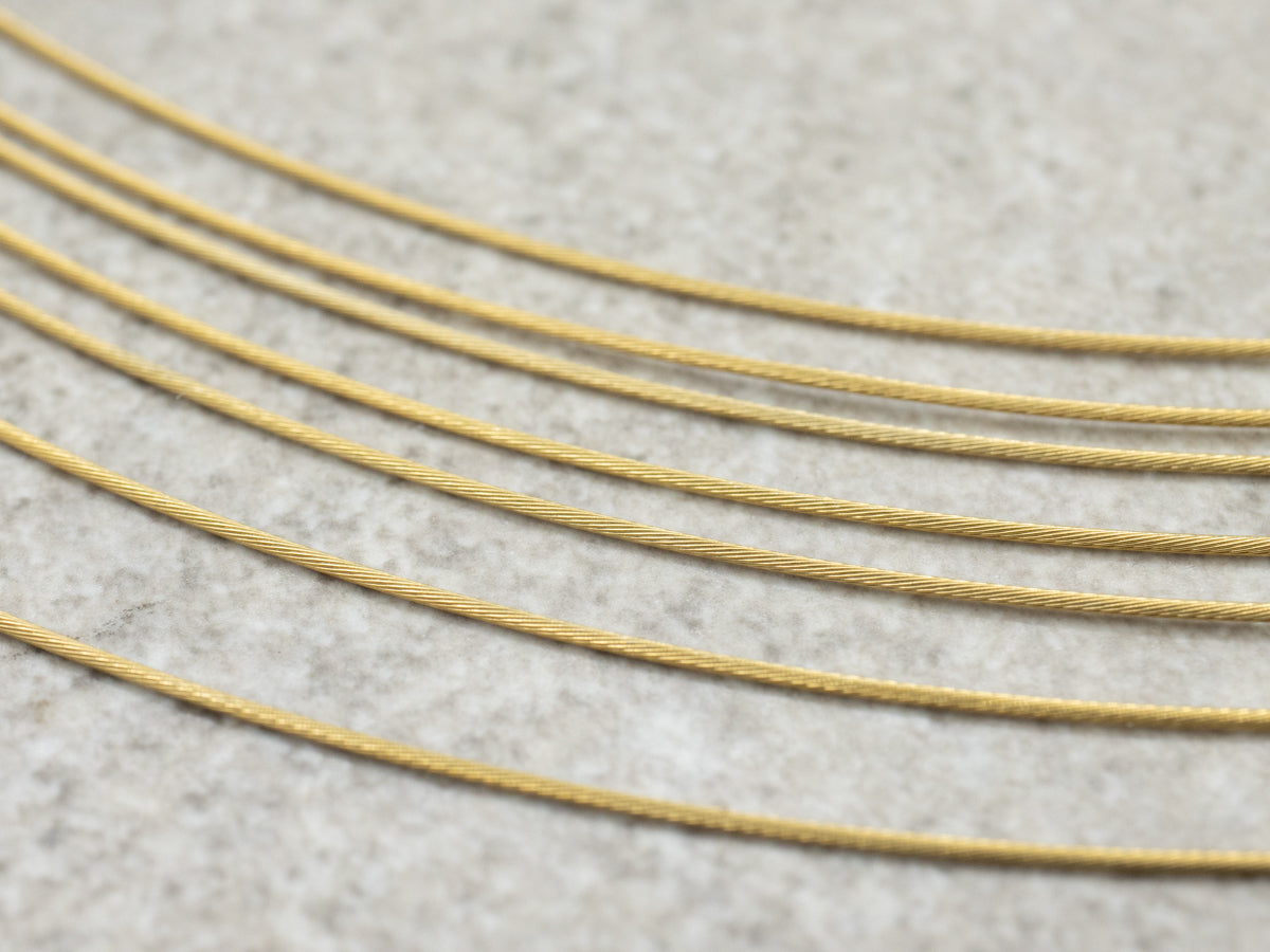 Multi-Strand Bezel-Set Diamond Beaded Necklace