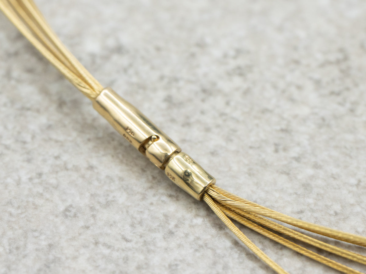 Multi-Strand Bezel-Set Diamond Beaded Necklace