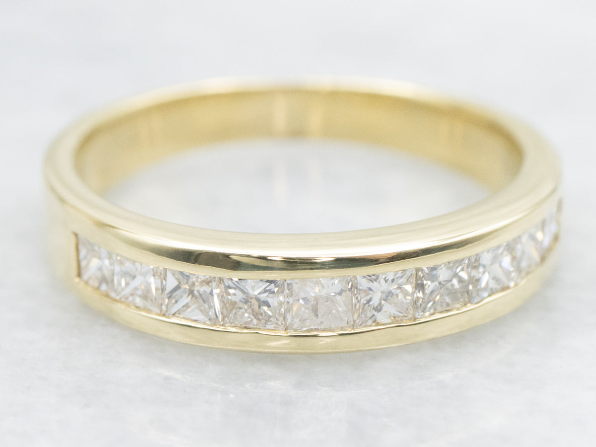 Princess-Cut Diamond and Gold Band