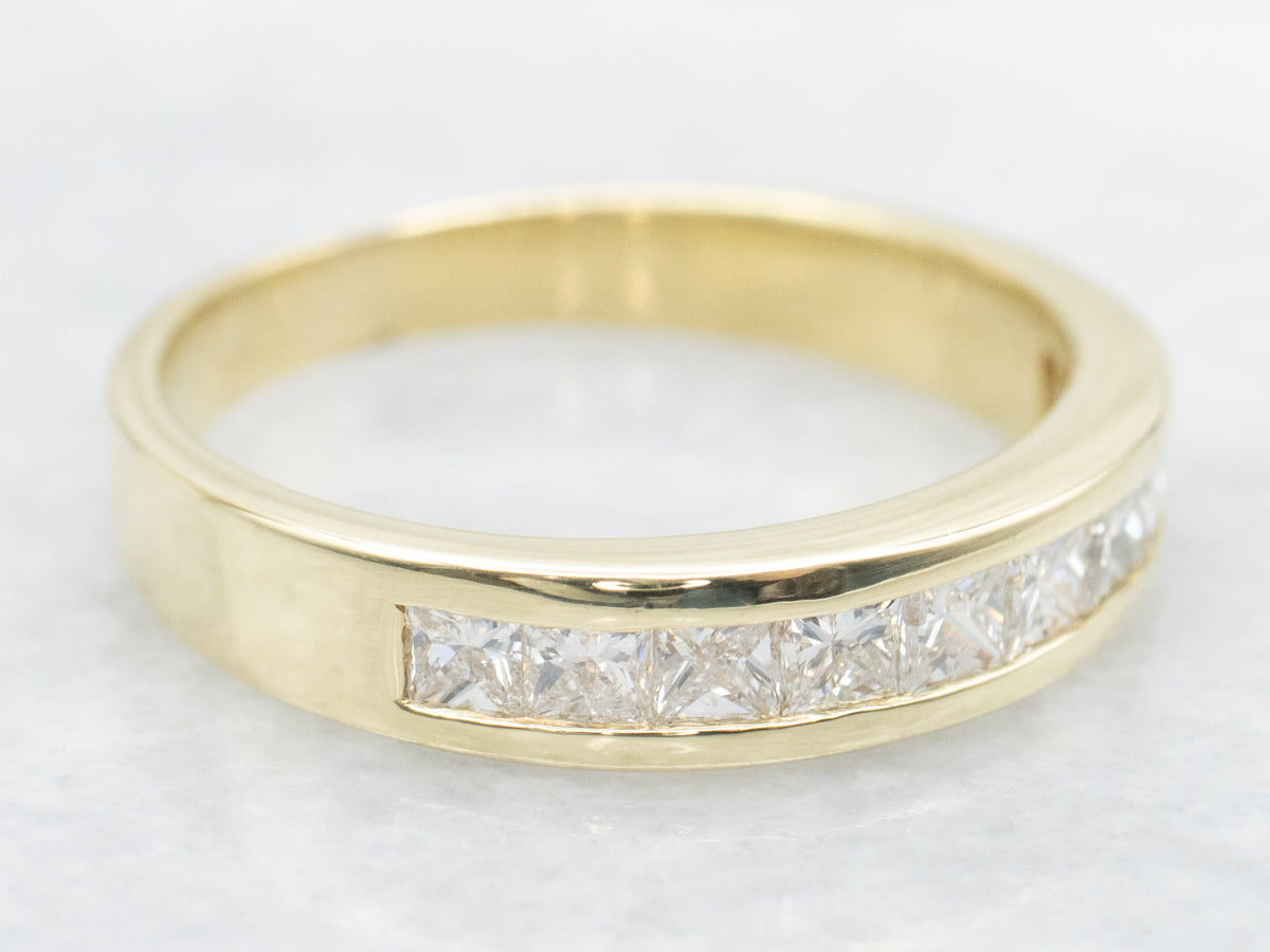 Princess-Cut Diamond and Gold Band