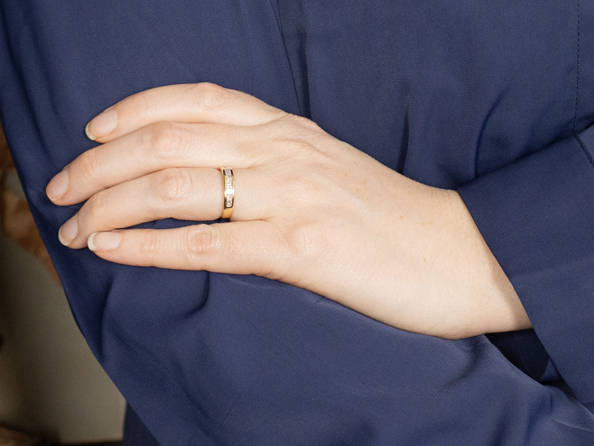 Princess-Cut Diamond and Gold Band