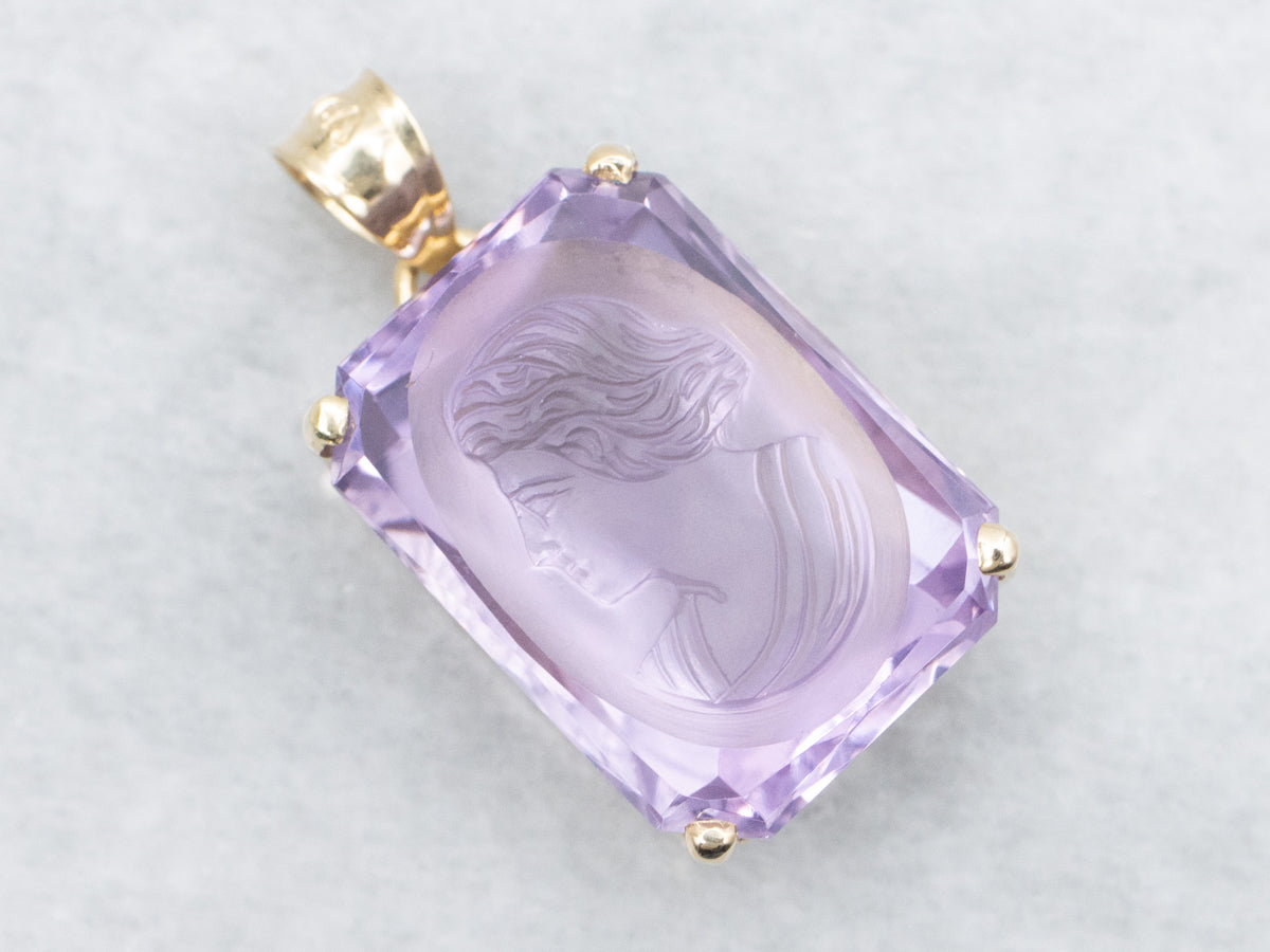 Carved Amethyst Intaglio Pendant
