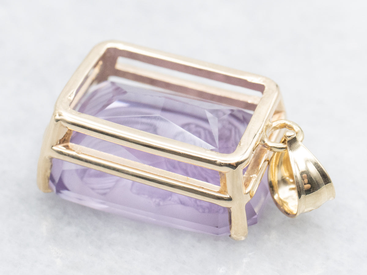 Carved Amethyst Intaglio Pendant