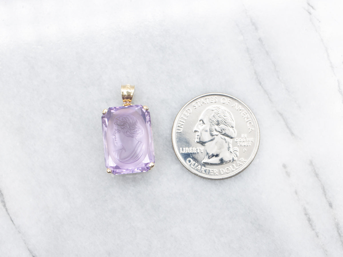 Carved Amethyst Intaglio Pendant