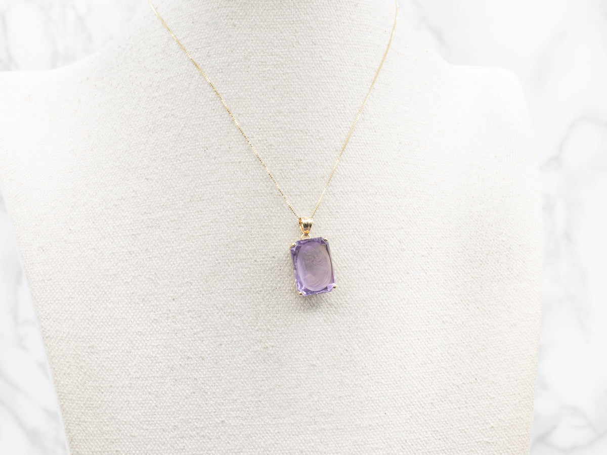 Carved Amethyst Intaglio Pendant