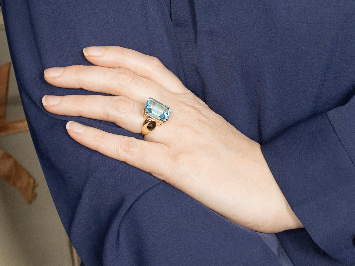 Bright Blue Topaz Cocktail Ring