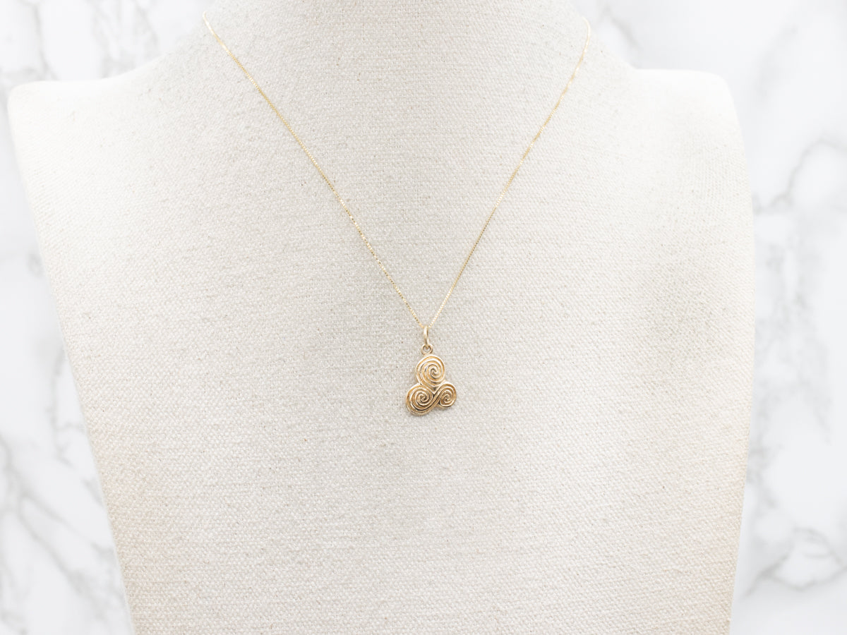 Scrolling Gold Spiral Pendant