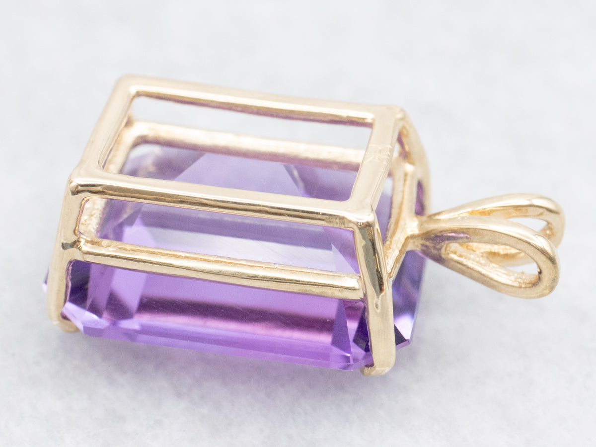 Amethyst Gemstone Pendant in Yellow Gold