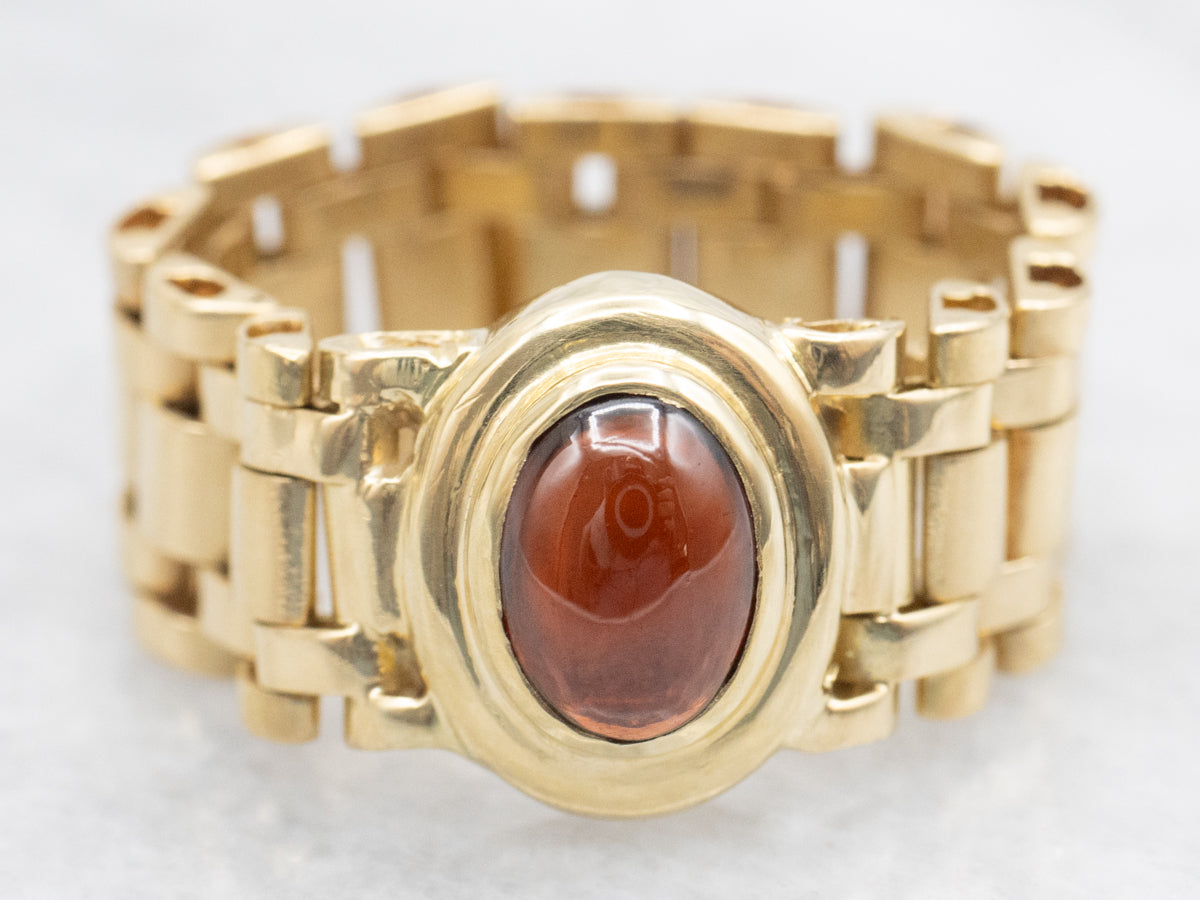 Garnet Cabochon Mesh Link Band