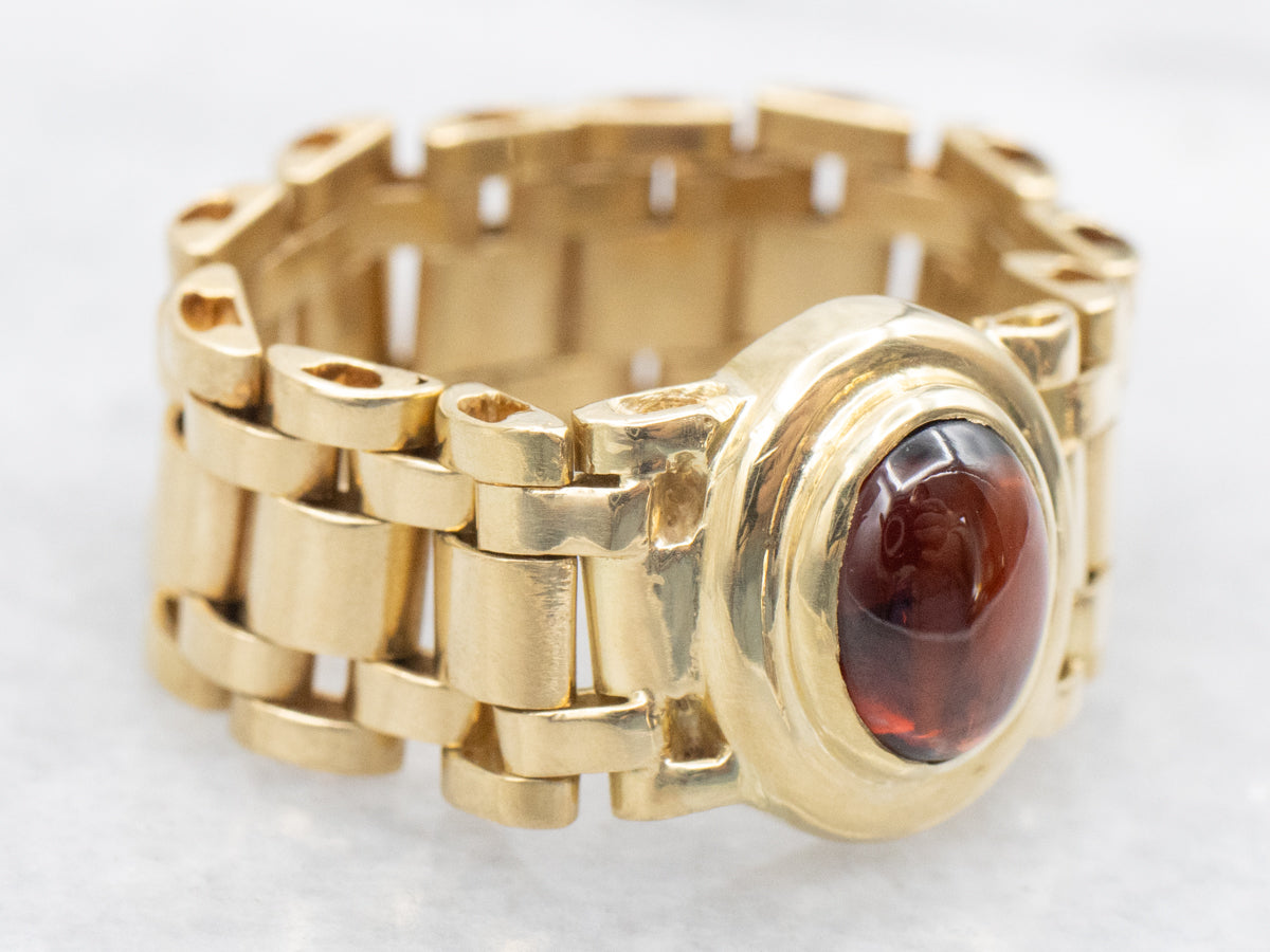 Garnet Cabochon Mesh Link Band