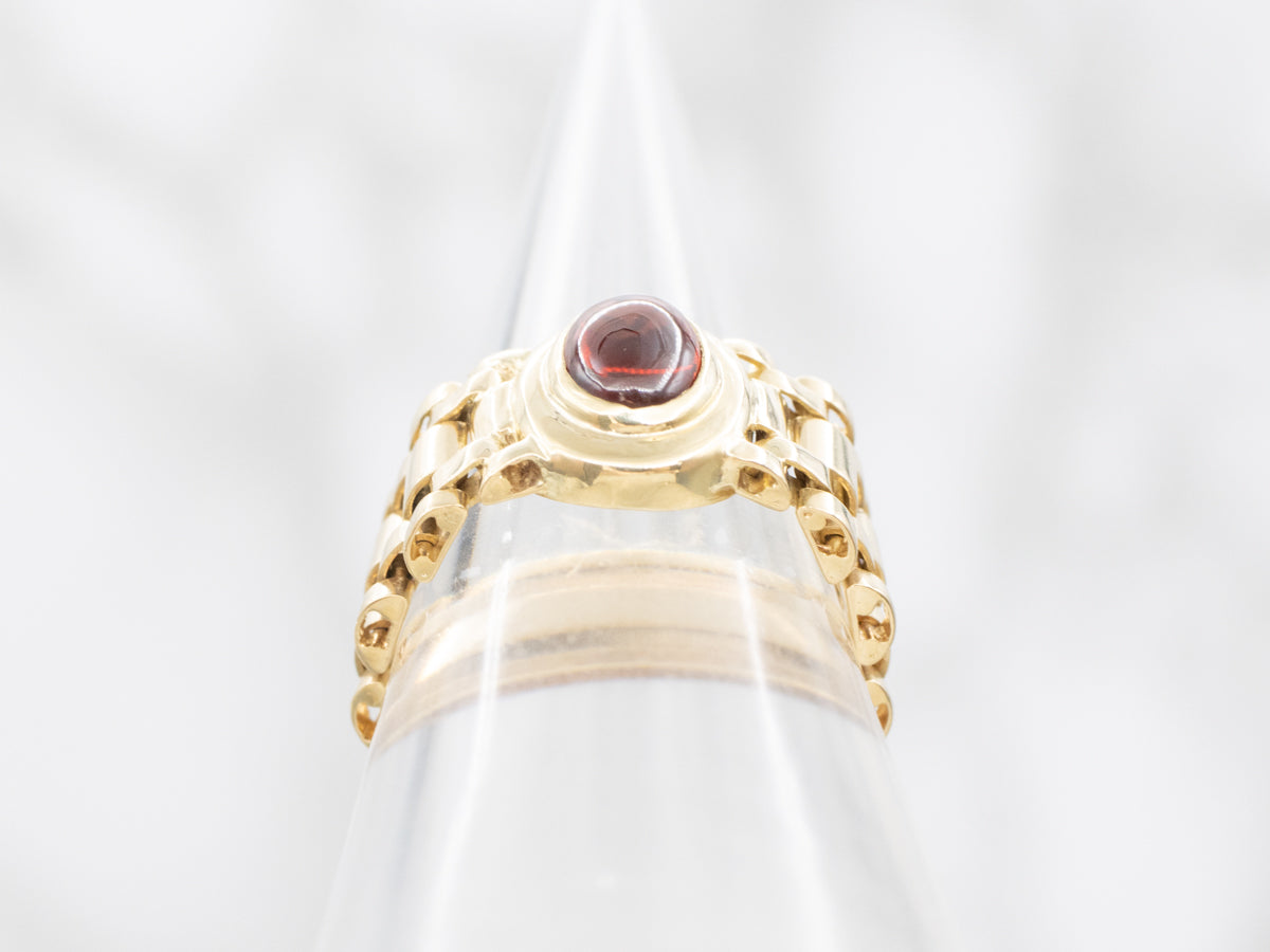 Garnet Cabochon Mesh Link Band