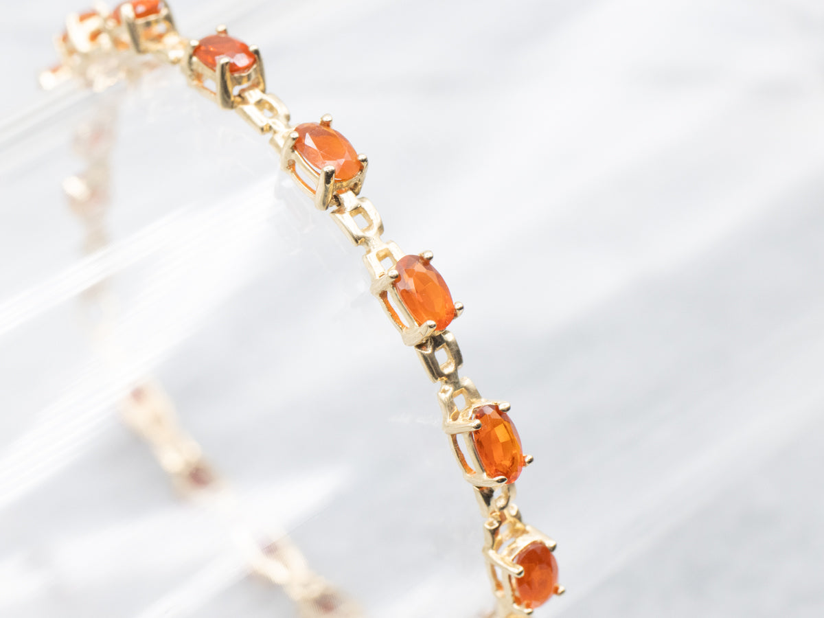 Yellow Gold Fire Opal Tennis Bracelet