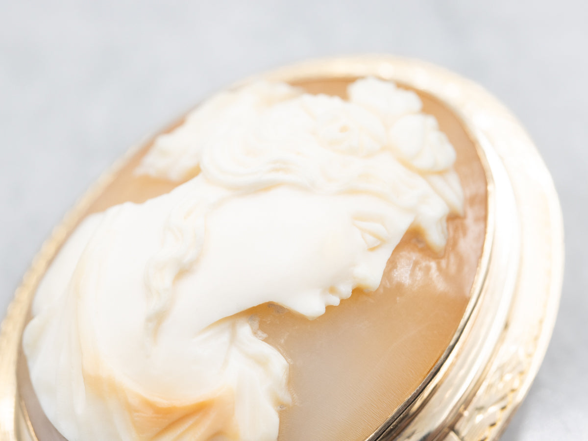 Vintage Gold Greek Muse Cameo Pendant or Brooch