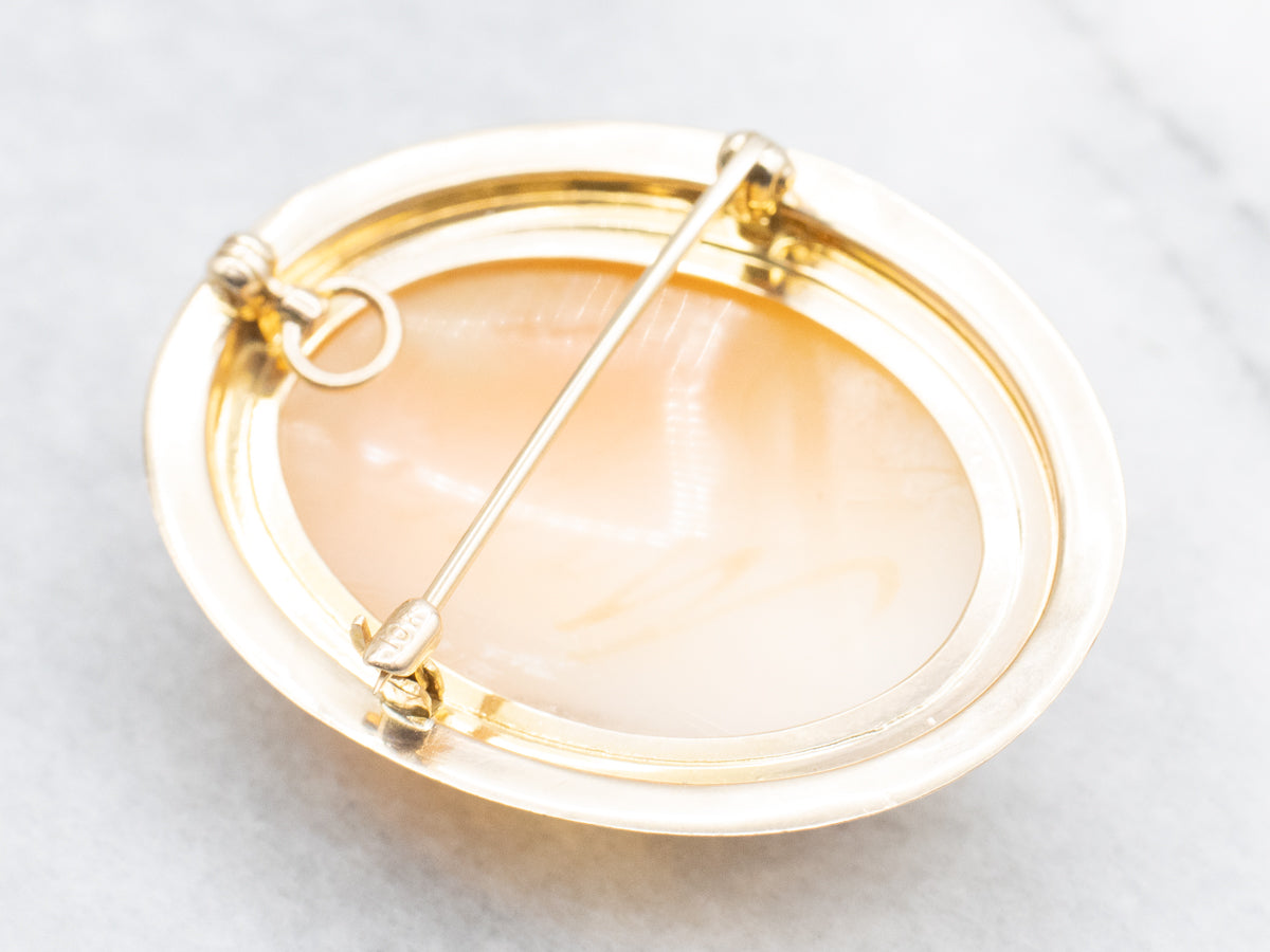 Vintage Gold Greek Muse Cameo Pendant or Brooch