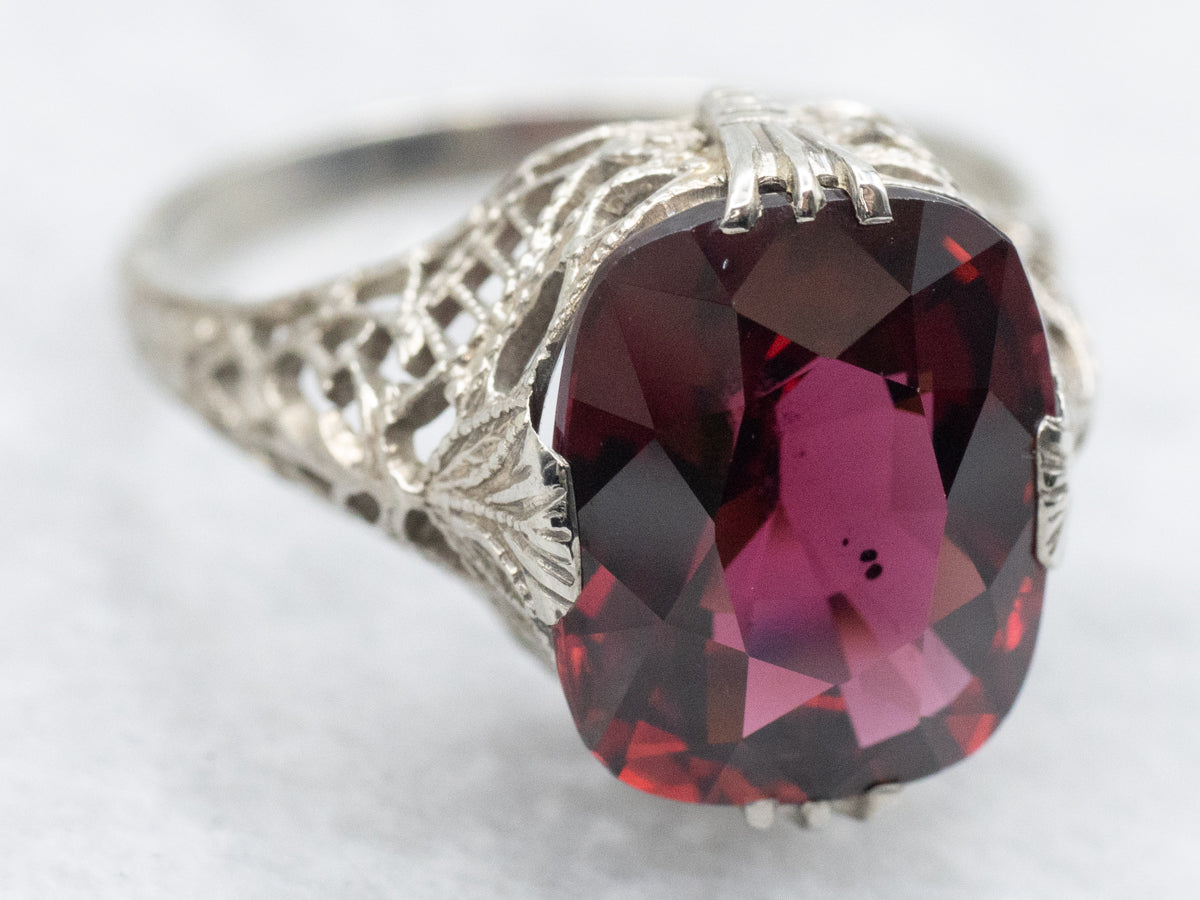 Art Deco Rhodolite Garnet Solitaire Ring