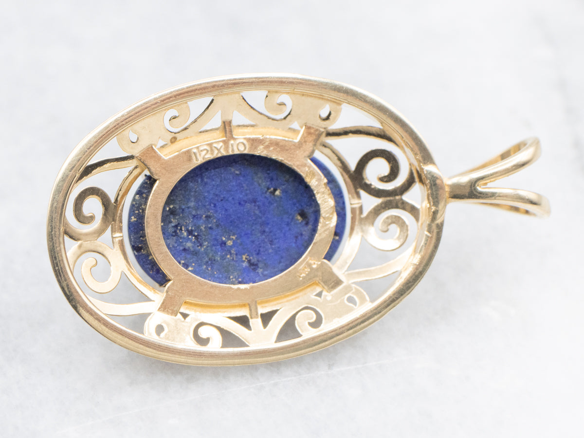 Scrolling Gold Lapis Lazuli Pendant