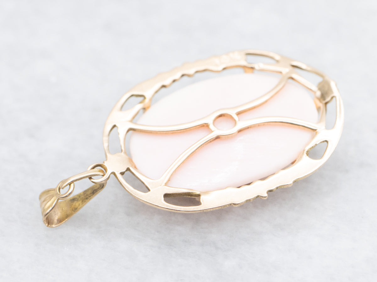 Vintage Pink Shell Cameo Pendant