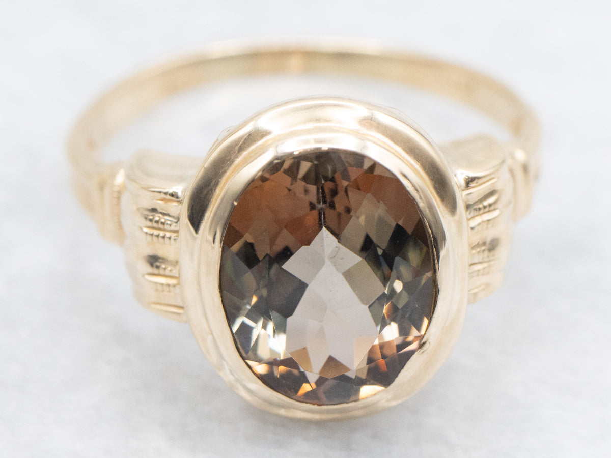 *RESERVED* Vintage Gold Bezel Set Andalusite Ring