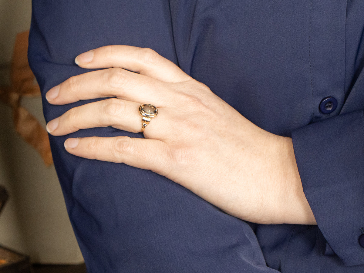 *RESERVED* Vintage Gold Bezel Set Andalusite Ring